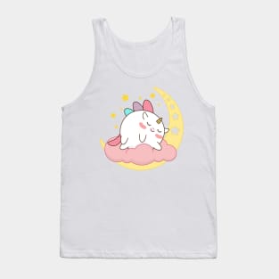 Cute unicorn sleep on moon Tank Top